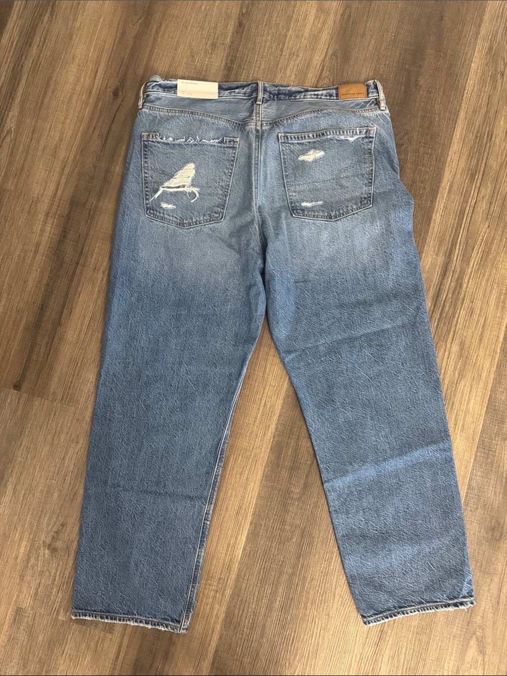 American Eagle Outfitters Faded Blue Distressed Boyfriend Jeans - Picture 6 of 7